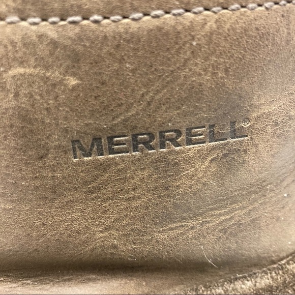 MERRELL LUX Sz 10 Mid Nubuck Leather Moto Style Ankle Boots - Picture 5 of 14